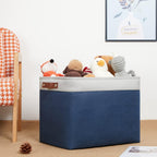 DULLEMELO Large Rectangular Baskets for Storage 16"x12"x12" [2 Pack] Collapsible Storage Baskets for Organizing Closet, Clothes, Toys (White & Blue)