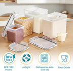 Vtopmart 5 Pack Large Flour and Sugar Storage Containers Set, Airtight Kitchen Pantry Organizers and Storage with Lids for Bulk food, Baking Supplies, BPA Free, Black