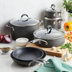 Circulon 83903 Radiance Hard Anodized Nonstick Cookware Pots and Pans Set, 10 Piece, Gray