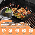 Flat Top Griddle Insert for Outdoor Gas Grill, Universal Cast Iron Griddle for Charcoal Grill, 17" x13" Nonstick Coating Plate with Handle & Grease Groove, for Camping Tailgating