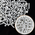Silver Pearl Sprinkles,Edible Rods Pearl Sprinkles Mix Size,130g/4.58oz,Baking Edible Cake Decorations,Cupcake Toppers,Cookie Decorating Donuts Ice Cream,Holiday,Birthday Wedding Party,Valentines Christmas Supplies