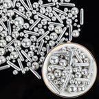 Silver Pearl Sprinkles,Edible Rods Pearl Sprinkles Mix Size,130g/4.58oz,Baking Edible Cake Decorations,Cupcake Toppers,Cookie Decorating Donuts Ice Cream,Holiday,Birthday Wedding Party,Valentines Christmas Supplies