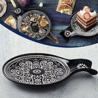 Ceramic Spoon Rest, Cooking Spoon Holder for Kitchen Counter/Stove Top/Dining Table Modern Farmhouse Decorative, Large (Black)