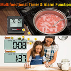 ThermoPro TP16 Large LCD Digital Meat Thermometer for Cooking, Smoking, Grilling, BBQ Food Temperature Indicator with Clock Timer and Stainless Steel Probe, Black