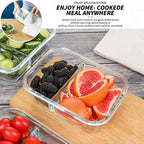 KOMUEE 10 Packs 30oz Glass Meal Prep Containers 2 Compartments,Glass Food Storage Containers with Lids,Airtight Lunch Bento Boxes,Oven,Freezer and Dishwasher Safe, White