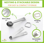 Spring Chef Stainless Steel Measuring Spoons Set of 8 with Leveler, Round Metal Teaspoon & Tablespoon Measuring Spoons - Nesting Kitchen Gadgets For Baking & Cooking, Dry & Liquid Ingredients