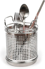 LENITH Stainless Steel Kitchen Round Utensil Holder - Weighted Base for Stability - Utensil Crock With Removable Divider for Easy Cleaning (Round Tulip)