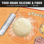 Walfos Marble Rolling Pin Set With Non Stick Silicone Pastry Mat, 16.5 Inch Dough Rolling Pins For Making Pizza, Tortillas And Cookies, Backing Rolling Pin For Pie Crust, Pizza, Pasta (Gray & White)