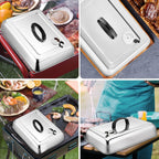 Leonyo 13" Rectangular Basting Cover with 11"x 9" Cooling Rack, Cheese Melting Dome & Wire Rack for Baking, Griddle Accessories with Steam Dome Lids for Oven, BBQ Flat Top Grill Cooking
