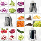 Rotary Cheese Grater Multi-Purpose Stainless Steel Cheese Shredder - Cheese Grater With Handle Effortless Grating of Carrots, Potatoes, Vegetables, and Fruits (White)
