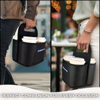 Insulated Reusable 4-Cup Drink Carrier with Adjustable dividers, Money Pocket, Straw Slot and Handle. Ideal for delivery, Takeout, Travel, and Outdoor use