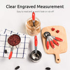 Measuring Cups : U-Taste 18/8 Stainless Steel Measuring Cups and Spoons Set of 10 Piece, Upgraded Thickness Handle(Red)