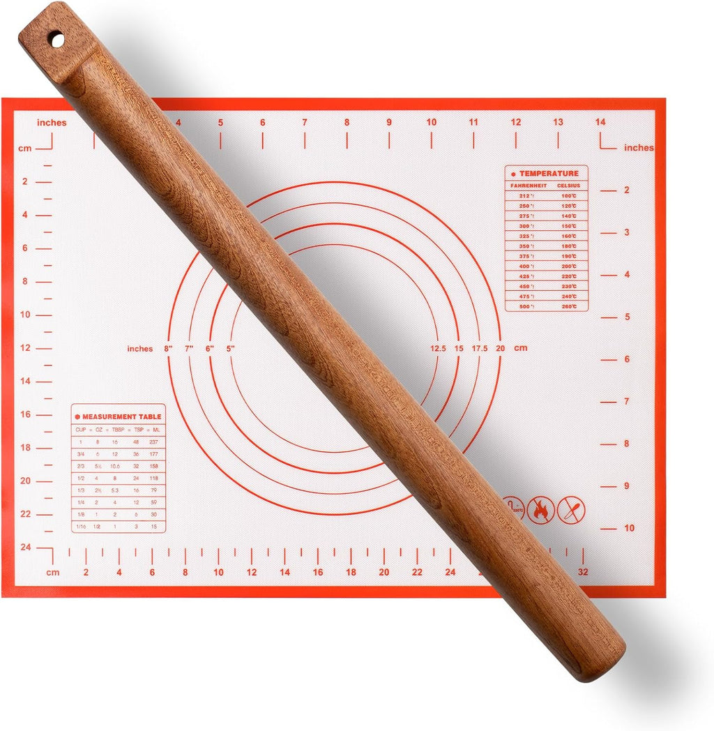 Versatile Rolling Pin for Dough - Sapele Wood Rolling Pin with Unique Hanging Hole Design - Perfect for Baking, Pies - Pastries, Elegant Wooden Rolling Pins - Your best 16 Inches French Rolling Pins
