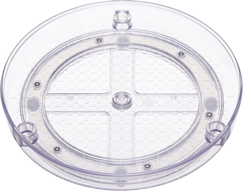Amazon Basics Lazy Susan Turntable Organizer, 9" Diameter, 2 Tier, Clear