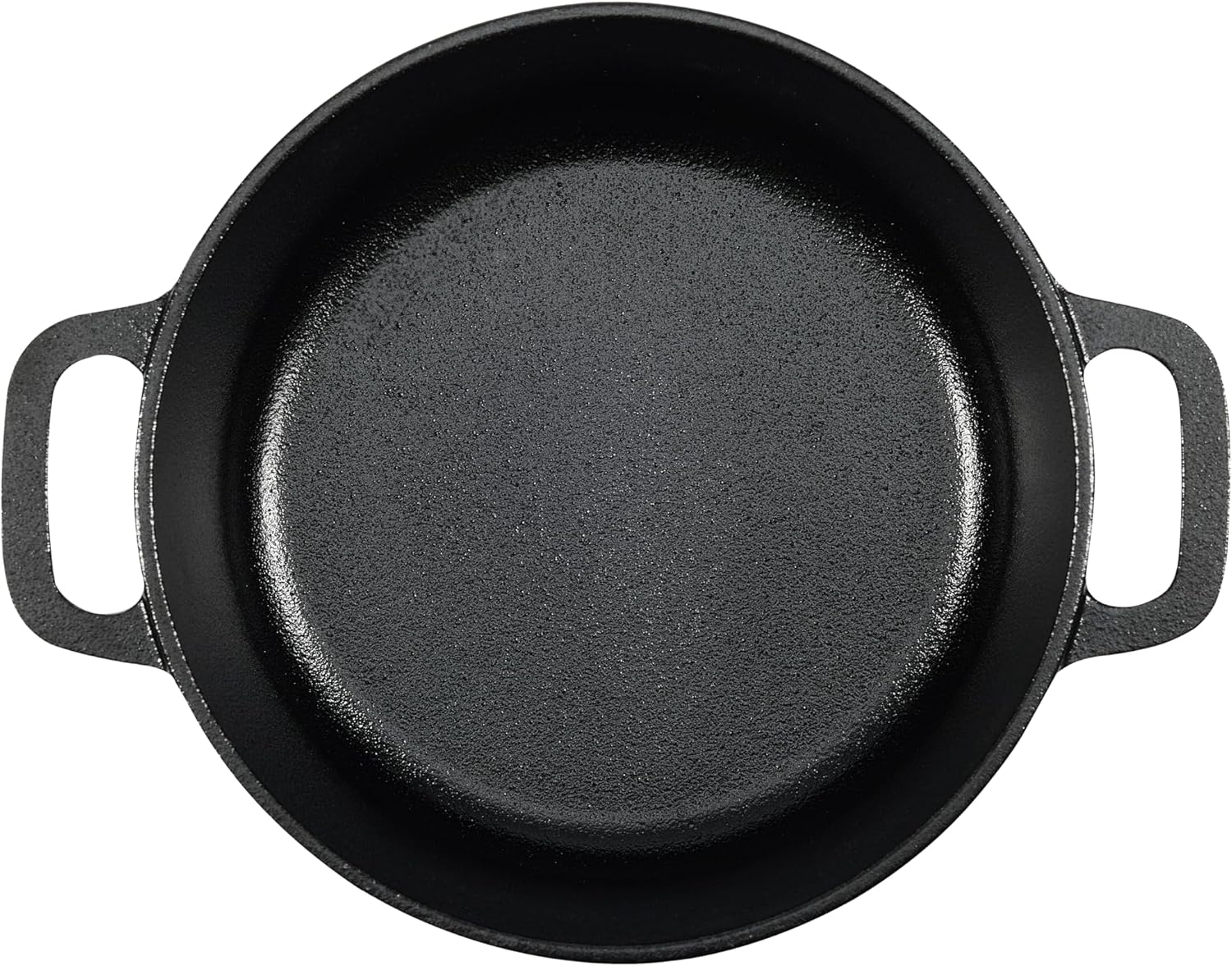 Amazon Basics Round Pre-Seasoned Cast Iron Mini Dutch Oven Pot with Lid and Dual Handles, 2-Quart, Black