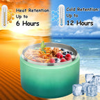 12oz Insulated Vacuum Food Jar with Buckle Lid Wide Mouth Soup Thermo for Hot Food Kids Leakproof Stainless Steel Lunch Container (Gradient Green, 12OZ)
