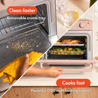 bella Air Fry Toaster Oven, 7 Preset Cooking Options, Dishwasher-Safe EverGood Coated Trays Included, 60-Minute Auto Shutoff w Audible Timer, Power Indicator Light, 1700 Watt, Blossom