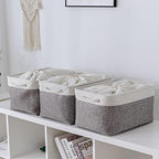 TheWarmHome Storage Baskets for Organizing, X Large - 3 Pack 17.7L×13.8W×9.8H in Foldable Storage Bins for Shelves, Fabric Storage Box for Closet Nursery Toy Gift (White & Grey)
