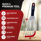 Fish Spatulas, Stainless Steel with Heat-Resistant Silicone Tips, Non-Scratch Design for Non-Stick Cookware, Slotted Silicone Spatulas for Frying, Flipping Fish and Eggs.