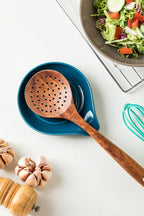 Spoon Rest for Stove Top Cooking Spoon Holder for Kitchen Countertop Large Holder for Spatula, Spoons or Tongs, Framhouse Decor, Blue