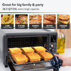 Infrared Heating Air Fryer Toaster Oven Combo, with Non-toxic Enamel-coated Interior, Extra Large Countertop Convection Oven 10-in-1 Combo, 6-Slice Toast, Enamel Baking Pan Easy Clean