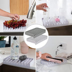 Effilogic Silicone Sponge Holder – Self-Draining Kitchen Sink Organizer, Quick Dry Mat and Counter Protector – Dishwashing Accessories for Sponges, Brushes, and Soap - Large White