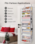 ULG Over The Door Organizer with 6 Large Pockets 12 Side Pockets, 50lbs Weight Capacity Door Hanging Organizer for Bedroom, Bathroom, Pantry, Nursery Storage, Gray