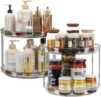 LAMU 2 Pack 2 Tier Lazy Susan Turntable Organizer 9.25'' Rotating Spice Rack Organization for Cabinet, Kitchen, Pantry, Countertop, Bathroom, Vanity, Medicine Cabinet Organizer, Grey