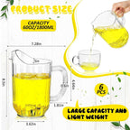 Tessco for you 6 Pcs Plastic Pitchers 60 Ounce Clear Restaurant Jug Large Water Pitcher Carafe Serve Milk Tea Juice Drink for Parties Container Dispenser Beer Jar