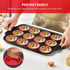 Silicone Muffin Pan with Metal Frame, Egg Bite Maker Silicone Molds for Baking, Cupcake Pans 12 Regular Size, Muffin Tins Easy to Pop Nonstick Non Toxic Bakeware for Oven (Yellow-6)
