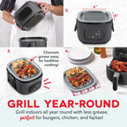 Dash Flip & Fry™ Digital 2-in-1 Grill + Air Fryer with 5 functions, 3 Qt Capacity, Air fryer & Indoor Grill for fries, wings, burgers and more - Forged Iron