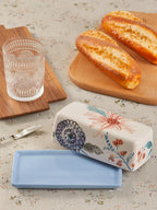 Bico Blossom Symphony Ceramic Butter Dish with Lid, Wide Butter Keeper for Counter, Kitchen Countertop, Microwave and Dishwasher Safe