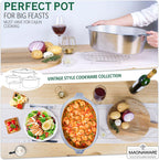 Cast Aluminum Oval Dutch Oven with Lid - 10 QT Heavy Duty & Lightweight Roaster Pan with Rack & Silicone Cover Dual Handles — Cajun Cookware for Roasting, Baking, Cooking (15" - Large)