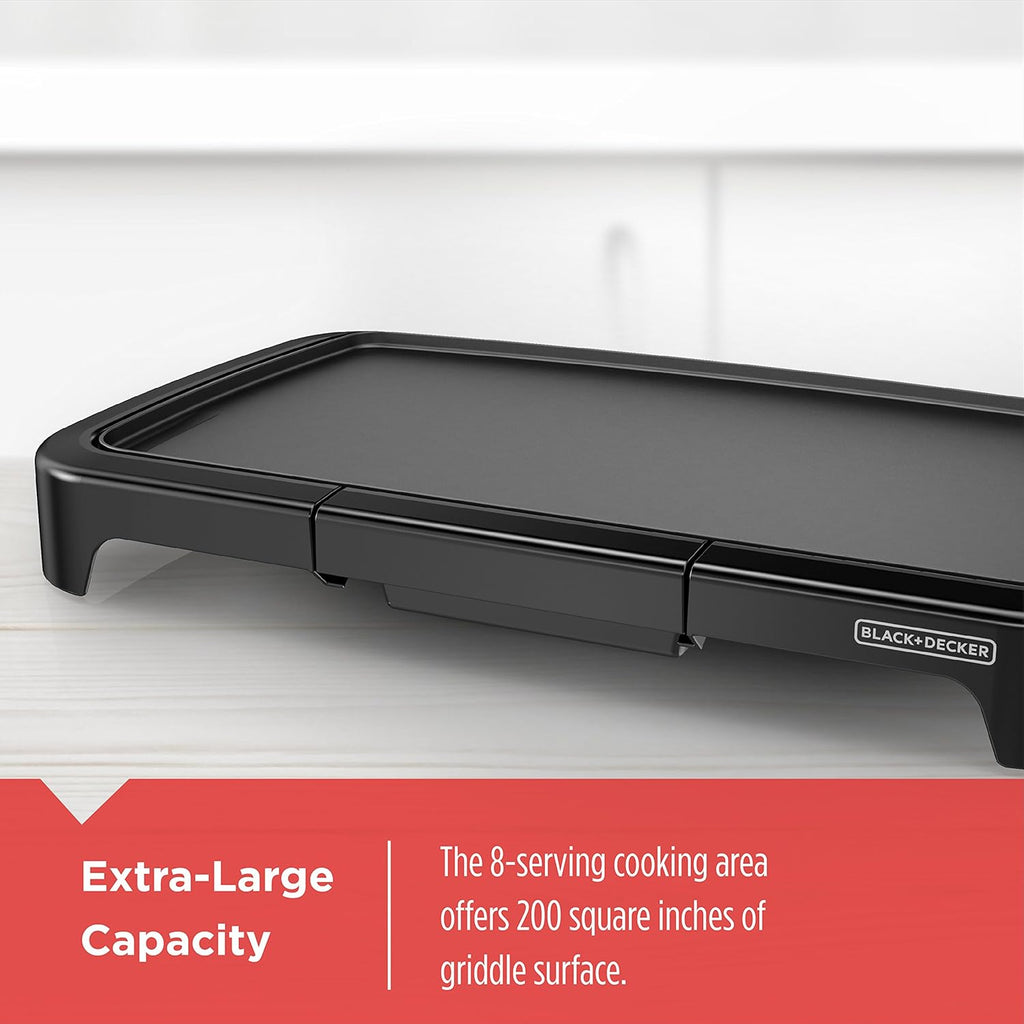BLACK+DECKER GD2011B Family Sized Electric Griddle, 20 x 11-Inch, Black