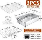 Herogo Roasting Pan with Flat Rack & V-shaped Rack Set, 16 x 11.5 Inch Stainless Steel Turkey Roaster Pan for Thanksgiving Christmas, Dishwasher Safe - Large