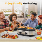 Sunvivi Dual Slow Cooker, Buffet Server and Food Warmer, Small Mini Pot with 3 Adjustable Temp & 2 Visible Glass Lids, for Parties, Holidays and Entertaining, Stainless Steel, 2 * 1.25 Quarts