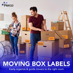 Perco Fluorescent Orange Labels 3x5 Inch 500 Stickers/Roll with Easy Peel Perforation and Strong Adhesion for Inventory Management, Color Coding, Moving Boxes, Retail, Organizing & Crafts–Made in USA