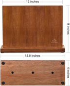 ENOKING Magnetic Knife Block 12.5 x 9 Inches, Double Side Magnetic Knife Holder Built in Three Powerful Magnets Strip, Acacia Wood Universal Knife Storage Organizer for Kitchen Counter