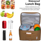 NOL Natural Organic Lifestyle Small Lunch Bag Mini Lunch Box Insulated Lunch Bag for Men/Women Leakproof Cooler Tote Bag Lightweight Nylon Waterproof Lunch Box For Work,Brown