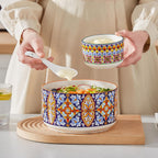 vancasso Mixing Bowls with Lids Set of 4, Ceramic Nesting Bowls Serving Bowl for Food Storage, Microwave and Dishwasher Safe, 60/36/20/10 OZ, Series SIMI