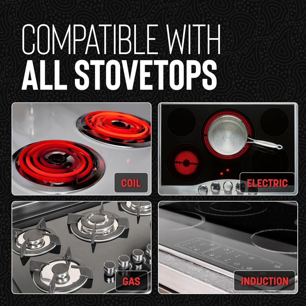 Hell's Kitchen Hybrid Saucepan & lid, Tri-Clad Stainless Steel and Nonstick Ceramic, PFAS Free, no PFOA, no PTFE, no Teflon, Non Toxic Cookware, Metal Utensil Safe, All Cooktops and Oven Safe (1.5 Qt)