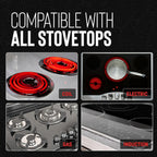 Hell's Kitchen Hybrid Fry Pan, Tri-Clad Stainless and Nonstick Ceramic PFAS Free, no PFOA, no PTFE, no Teflon, Non Toxic Cookware, Metal Utensil Safe, All Cooktops, Oven Safe (6 Piece Set with Lids)