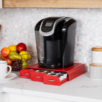 Mind Reader Single Serve Coffee Pod Organizer with 3 Drawers, 36 Pod Capacity, Countertop, 13.5"L x 12.25"W x 2.5"H, Red
