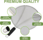 13'', 11.5'', 9.8'' Stainless Steel Grease Splatter Guard for Frying Pan with Comfortable Grip Handle, Ultra Fine Mesh Prevents Oil Splatters and Messes, Heavy Duty Splatter Screen