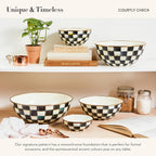 MACKENZIE-CHILDS Enamel Everyday Bowl, Serving Bowl for Entertaining, Medium, Black-and-White Courtly Check, Set of 1