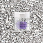 Dazzjoy Silver Pearl Rods Sprinkles, 130g/4.58oz, Mix Size, Pearl Sprinkles for Cupcake Decorating, Cupcake Toppers, Cake Decorations, Ice Cream, Wedding Party Valentines Easter Supplies