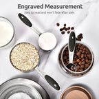 Measuring Cups and Spoons Set: U-Taste 18/8 Stainless Steel 12 Pieces Metal Stacking Kitchen Baking Cooking Food Measure Set 7 Cups 5 Spoons with Strengthened Weld Joints (Black, Upgraded Version)