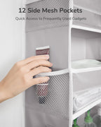 ULG Over The Door Organizer with 6 Large Pockets 12 Side Pockets, 50lbs Weight Capacity Door Hanging Organizer for Bedroom, Bathroom, Pantry, Nursery Storage, Gray