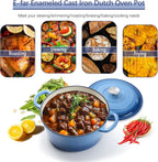 E-far Dutch Oven Pot with Lid, 5 Quart Enameled Cast Iron Round Dutch Oven Stockpot for Bread Baking/Braising/Cooking/Roasting/Stewing, Heavy Duty Nonstick Cookware Safe for Induction & Oven - Blue