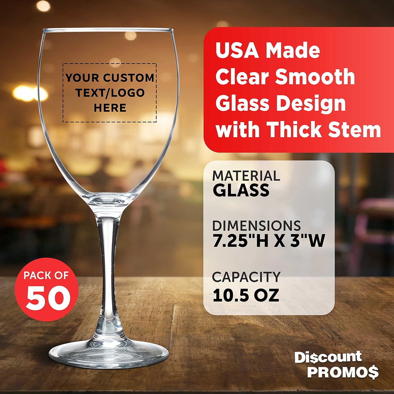 Custom Nuance Wine Glasses by ARC 10.5 oz. Set of 50, Personalized Bulk Pack - Restaurant Glassware, Perfect for Red Wine, White Wine, Cocktails - Clear